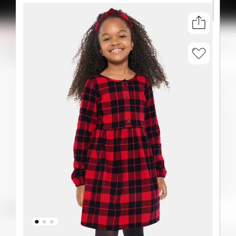 The Children's Place Red & Black Buffalo Plaid Flannel Shirt Dress Size XL